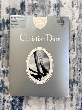 VTG NWT Christian Dior Ivory Backseam Sheer Tights Size 3/4